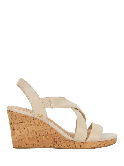 Dune London Kamies Leather Heeled Wedge Sandals, Ecru, Ecru