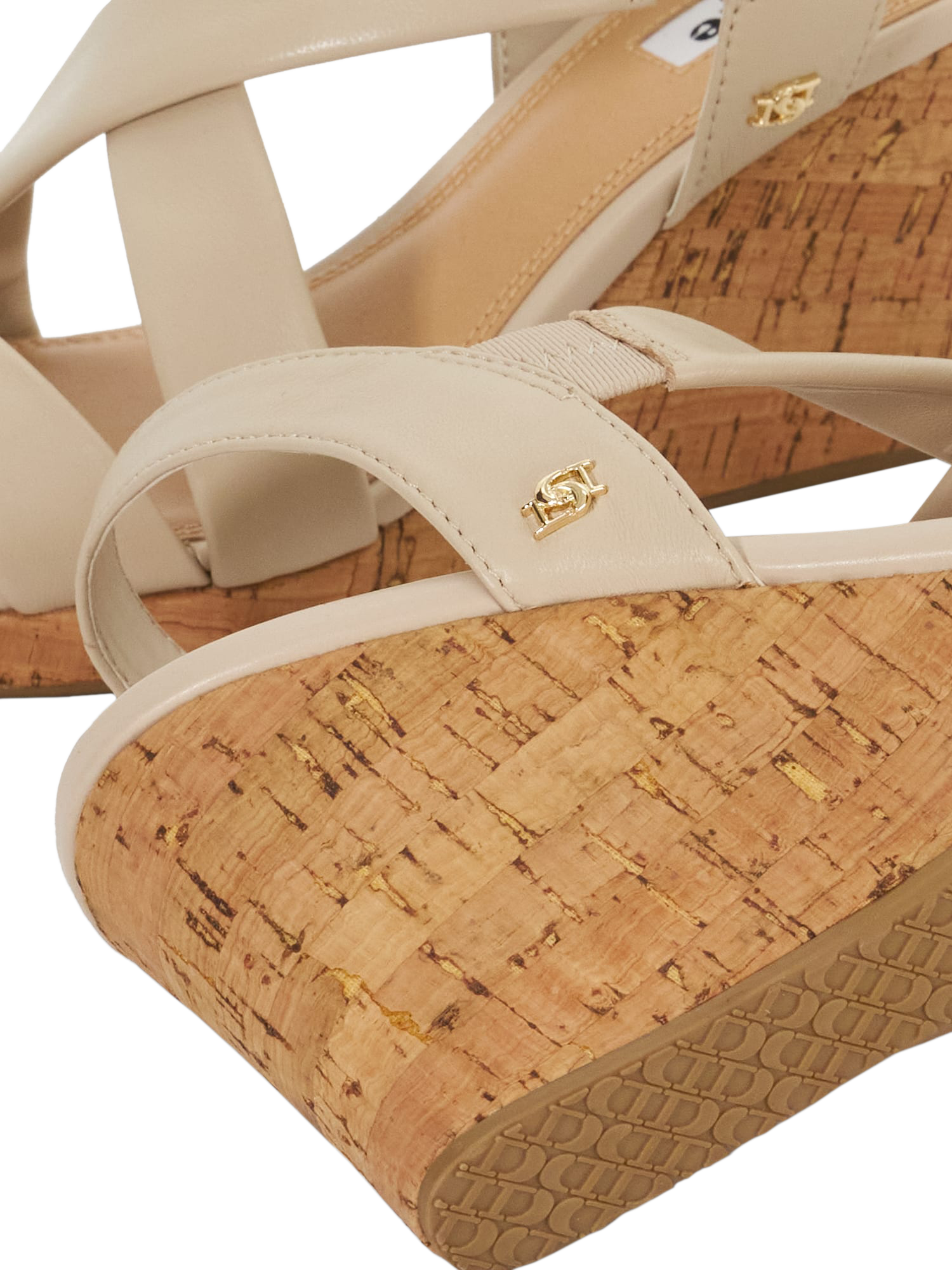 Product image 6 of 6, which shows Dune London Kamies Leather Heeled Wedge Sandals, Ecru, EU36