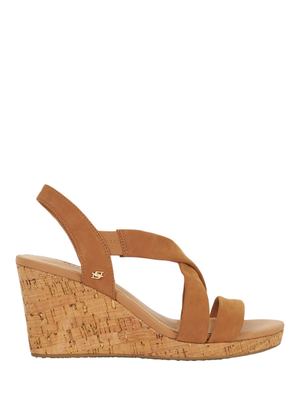 Dune London Kamies Nubuck Heeled Wedge Sandals, Tan, Tan