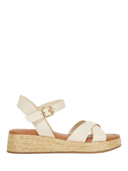 Dune London Littleton Leather Rope Wedge Sandals, Ecru
