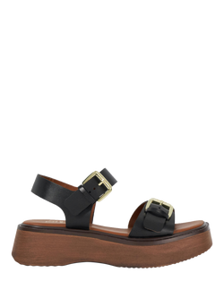 Dune London Luno Leather Wedge Flatform Sandals, Black