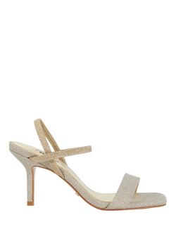 Dune London Methodical Metallic Heeled Sandals, Gold, Gold