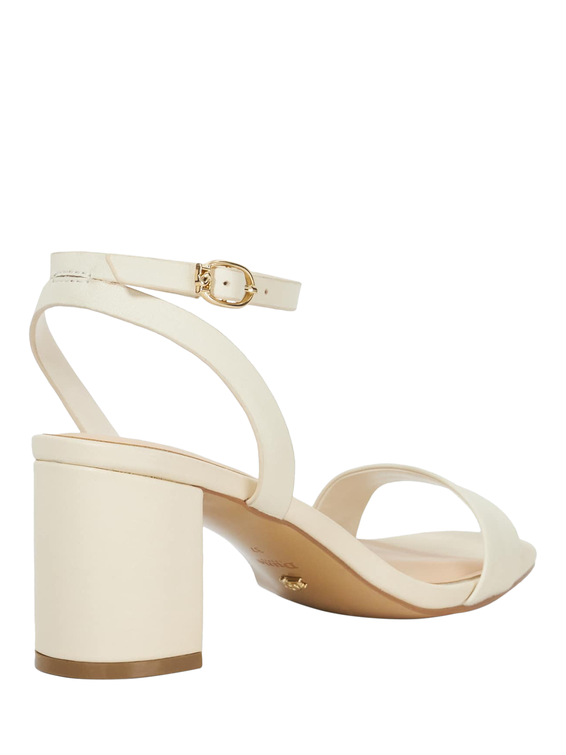 Product image 4 of 5, which shows Dune London Melini Wide Fit Leather Heeled Sandals, Ecru, EU36