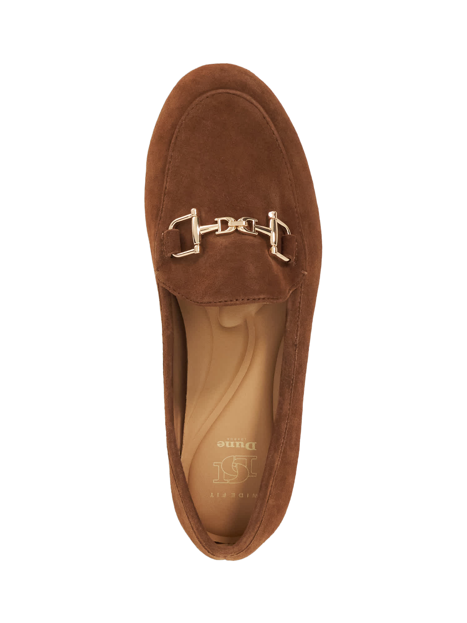 Product image 2 of 5, which shows Dune London Glair Wide Fit Suede Loafers, Tan, EU36