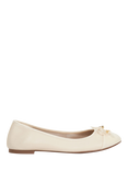 Dune London Wide Fit Hallo Leather Charm Bow Ballet Pumps