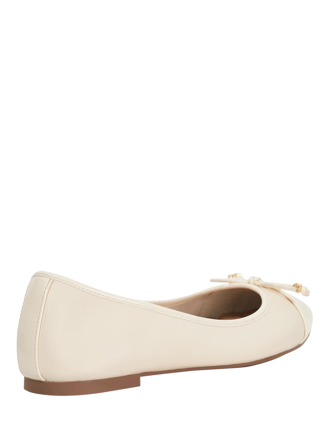 Product image 4 of 5, which shows Dune London Wide Fit Hallo Leather Charm Bow Ballet Pumps, Ecru, EU36