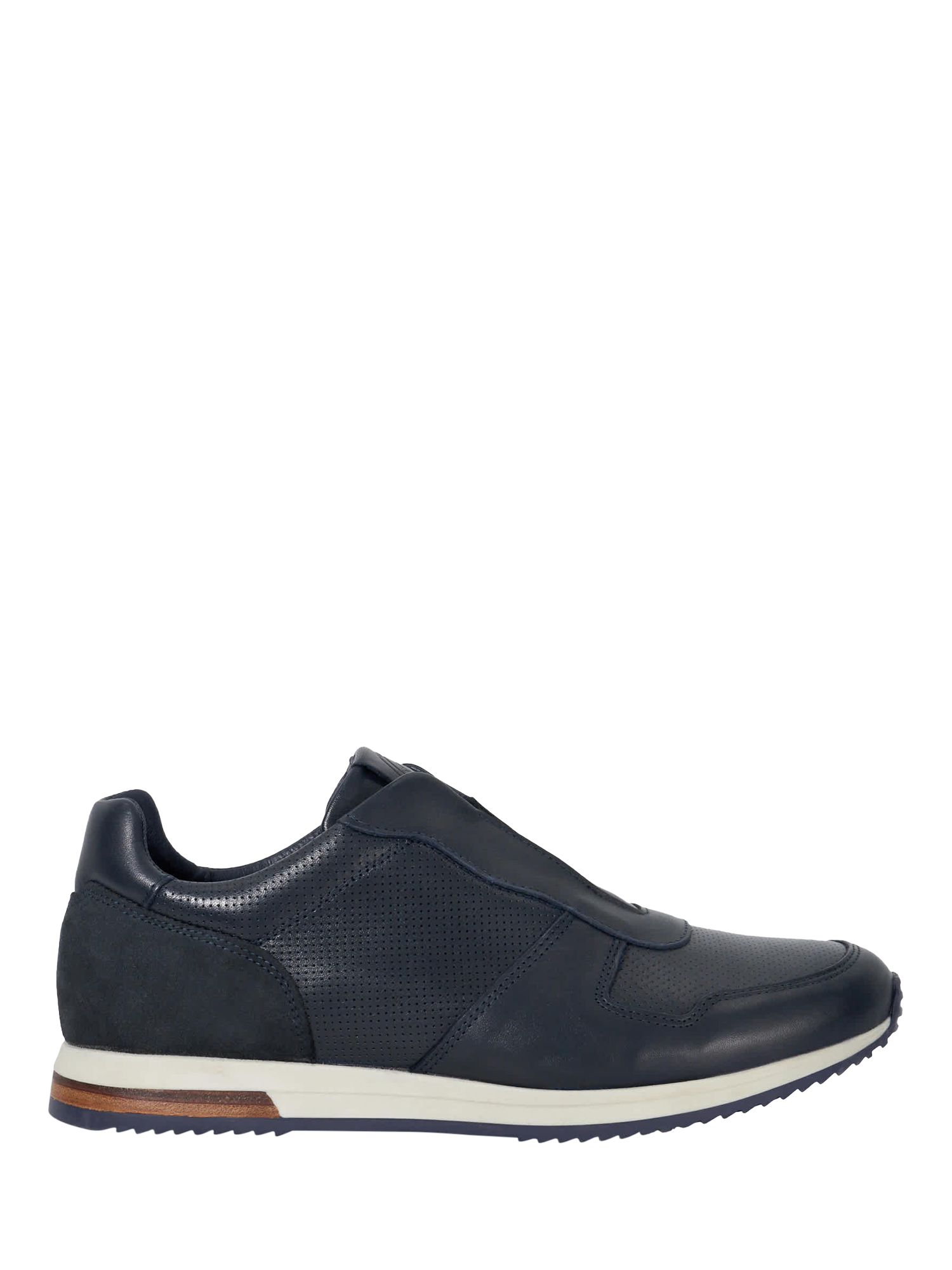 Dune London Trilogy Leather Laceless Runner Trainers, Navy