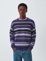 John Lewis Crew Neck Stripe Merino Wool Cashmere Blend Jumper