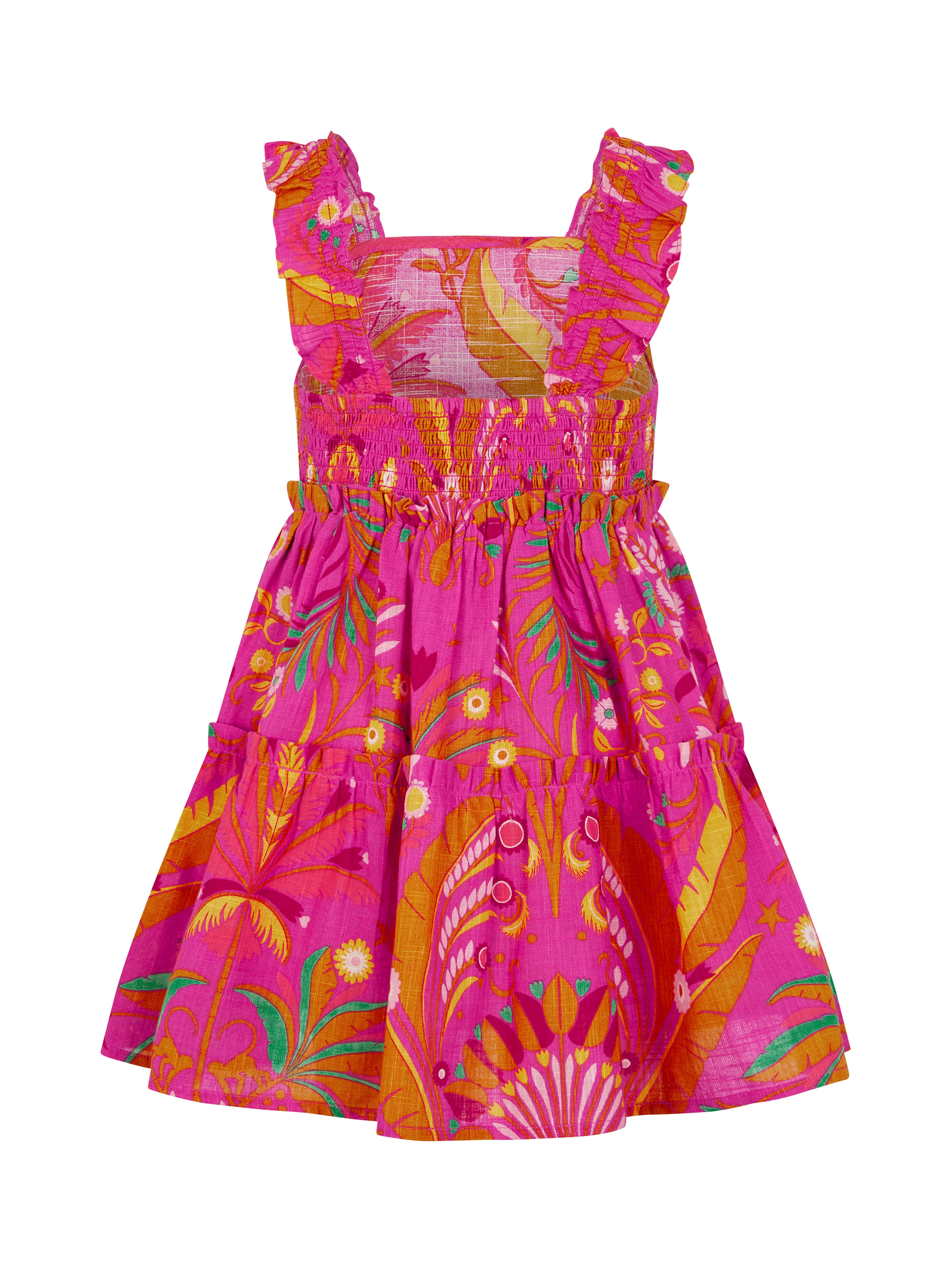 Product image 2 of 3, which shows Angels by Accessorize Kids' Ornamental Leaf Print Dress, Pink, 3-4 years