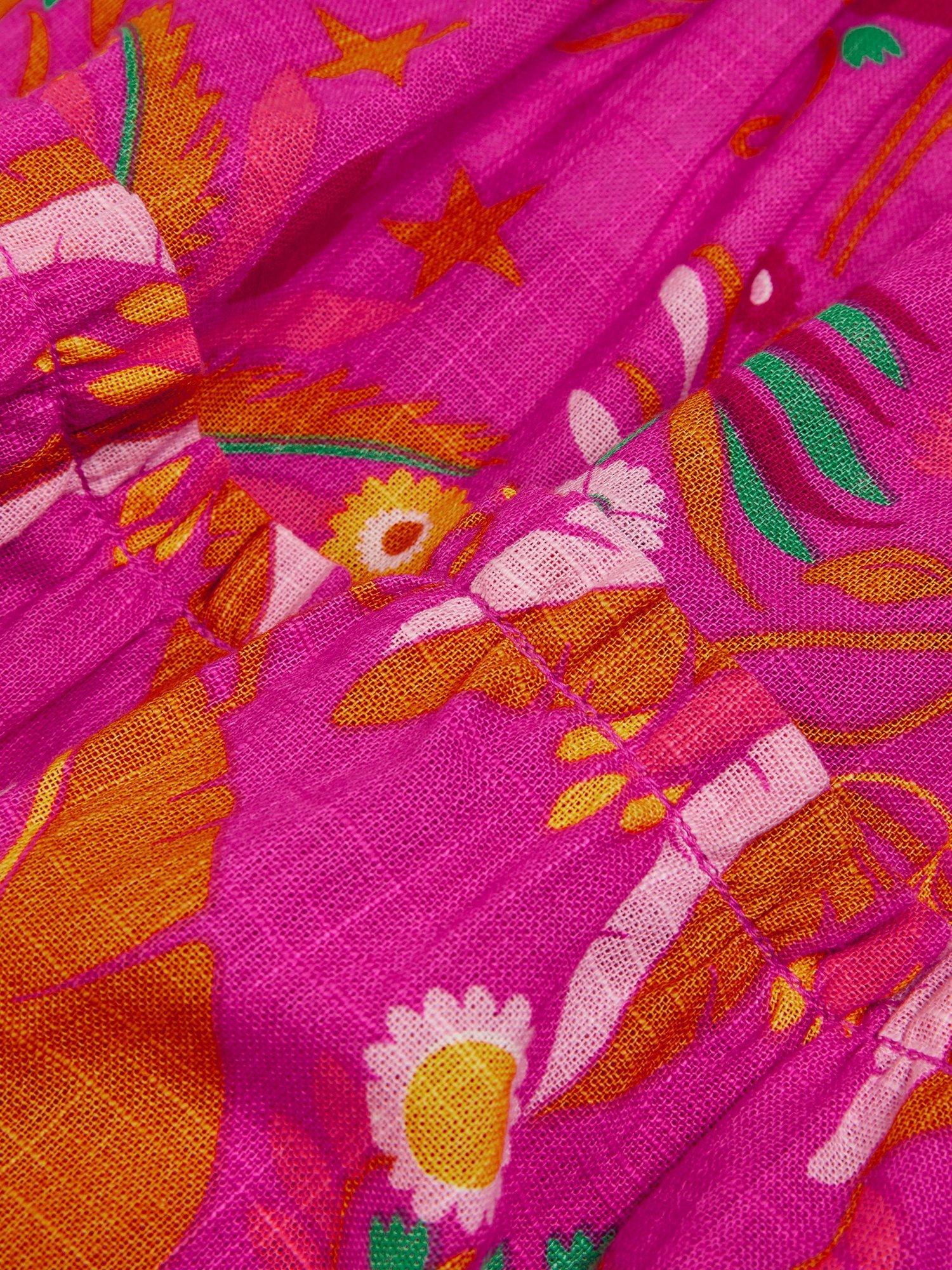 Product image 3 of 3, which shows Angels by Accessorize Kids' Ornamental Leaf Print Dress, Pink, 3-4 years