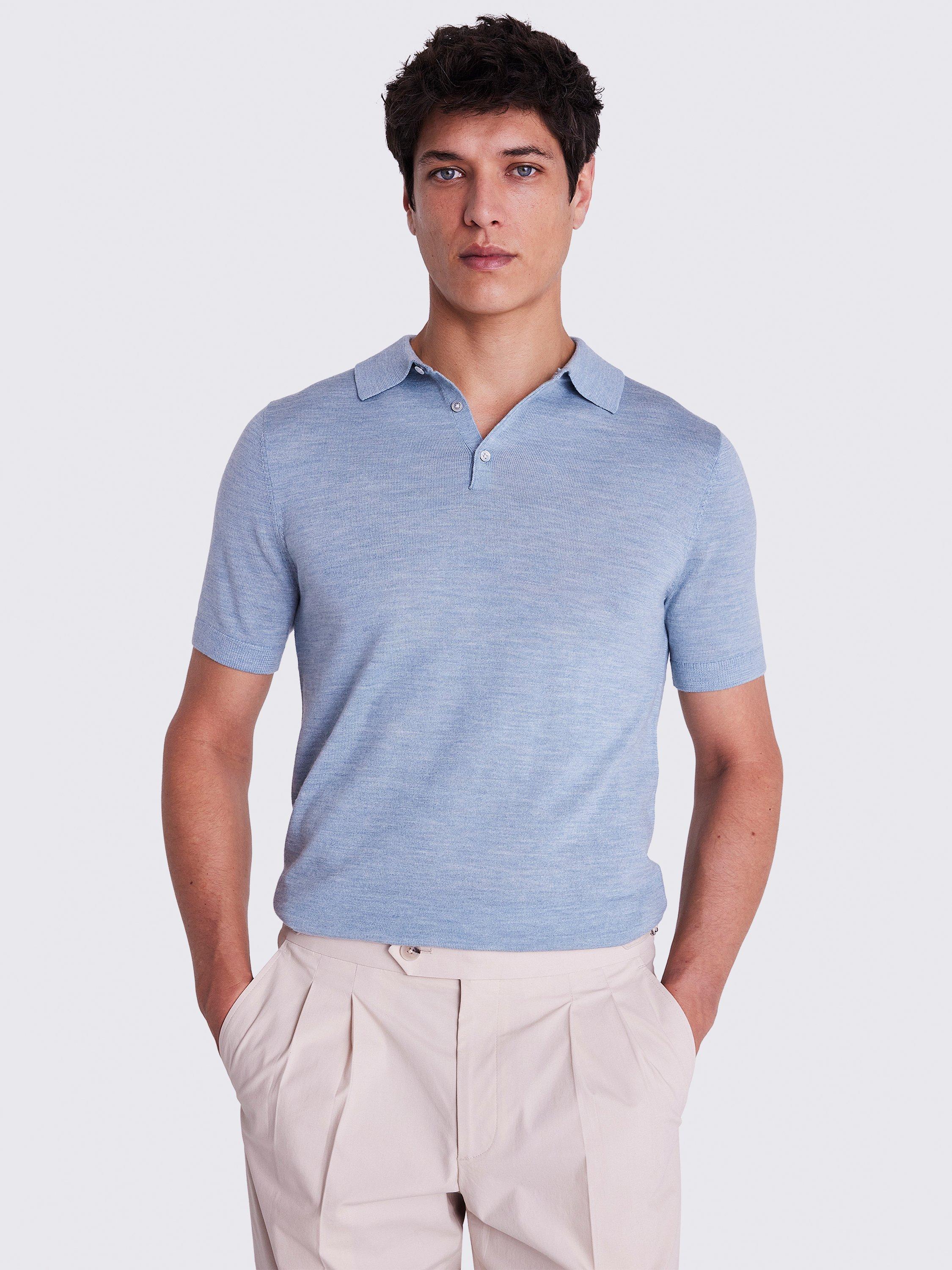 Moss Merino Polo Shirt, Teal