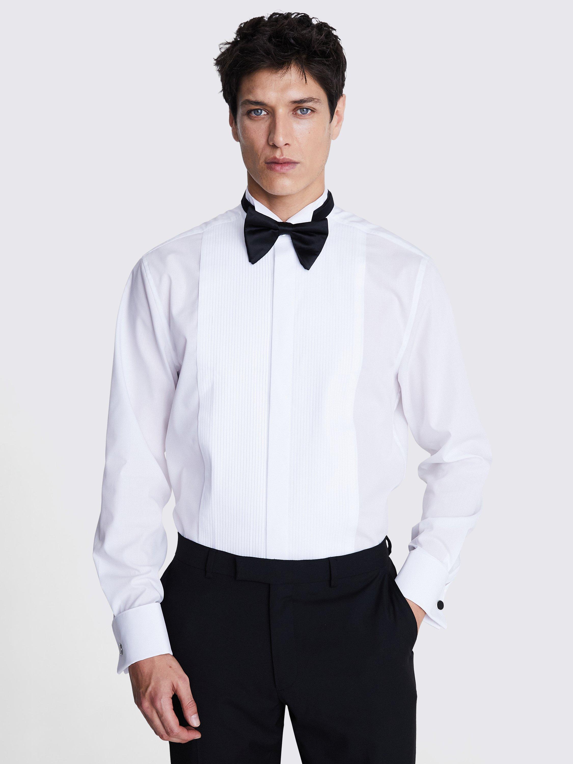 Moss Regular Fit Pleated Dress Shirt, White