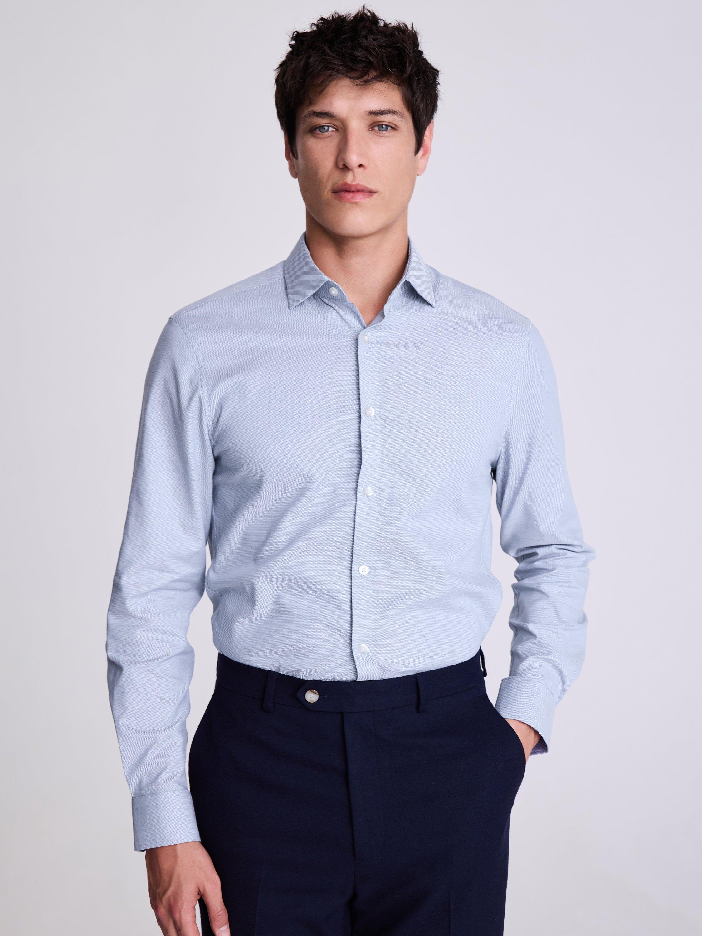Moss Cotton Blend Regular Fit Shirt, Blue