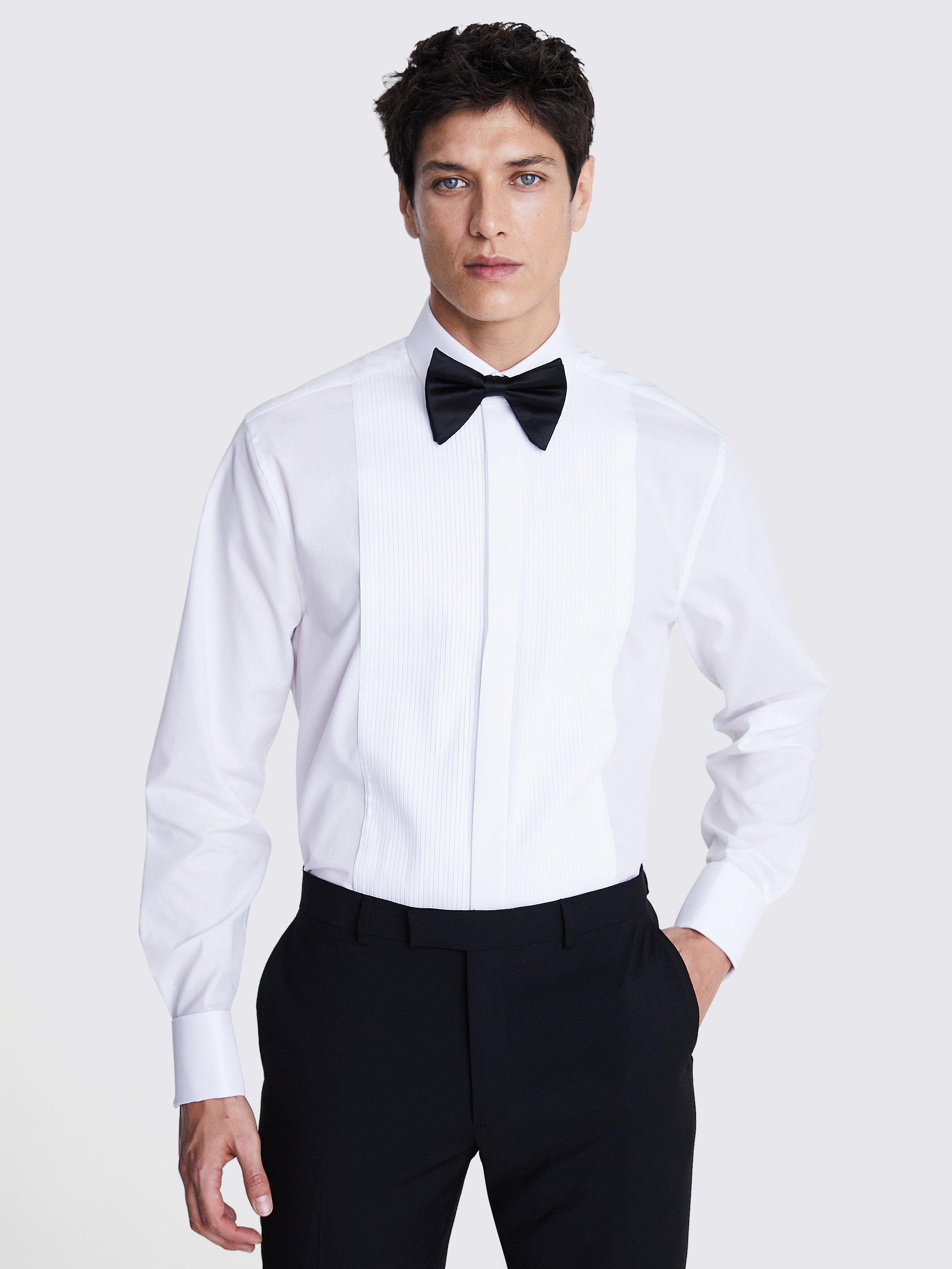 Moss Regular Fit Pleated Dress Shirt, White