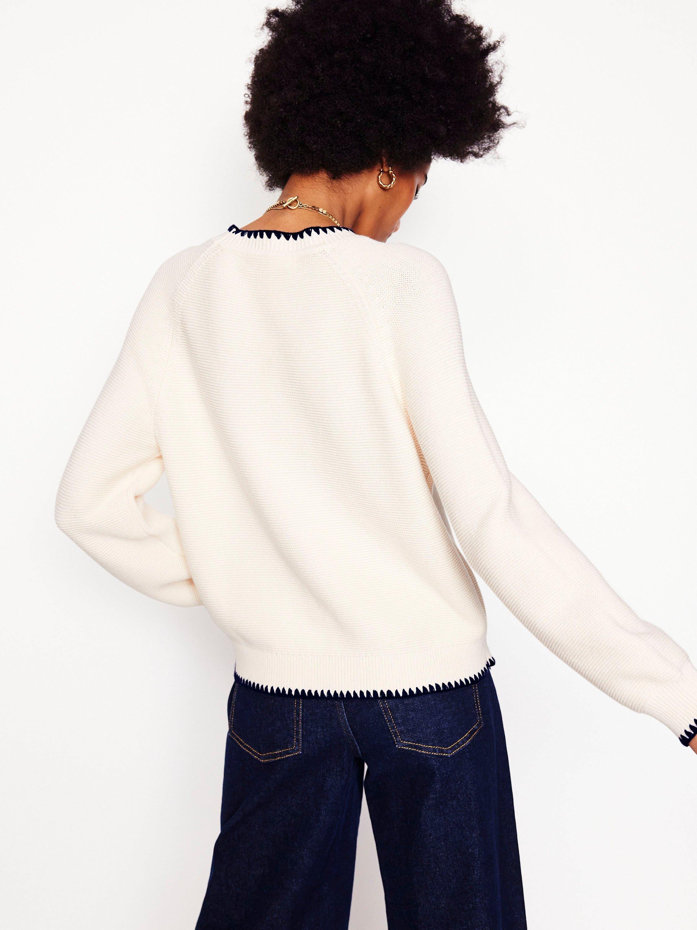Product image 2 of 6, which shows Boden Lena Stitch Detail Jumper, Warm Ivory, L