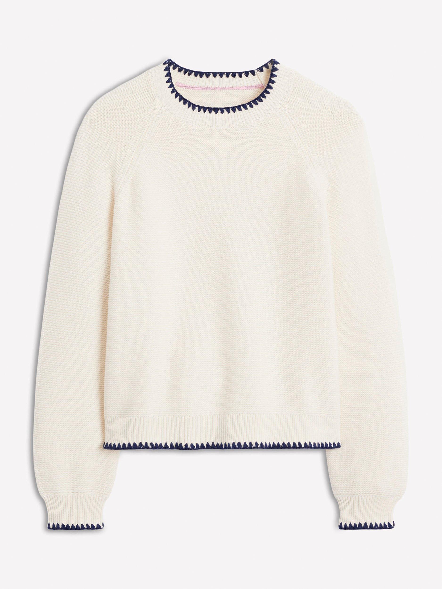 Product image 5 of 6, which shows Boden Lena Stitch Detail Jumper, Warm Ivory, L