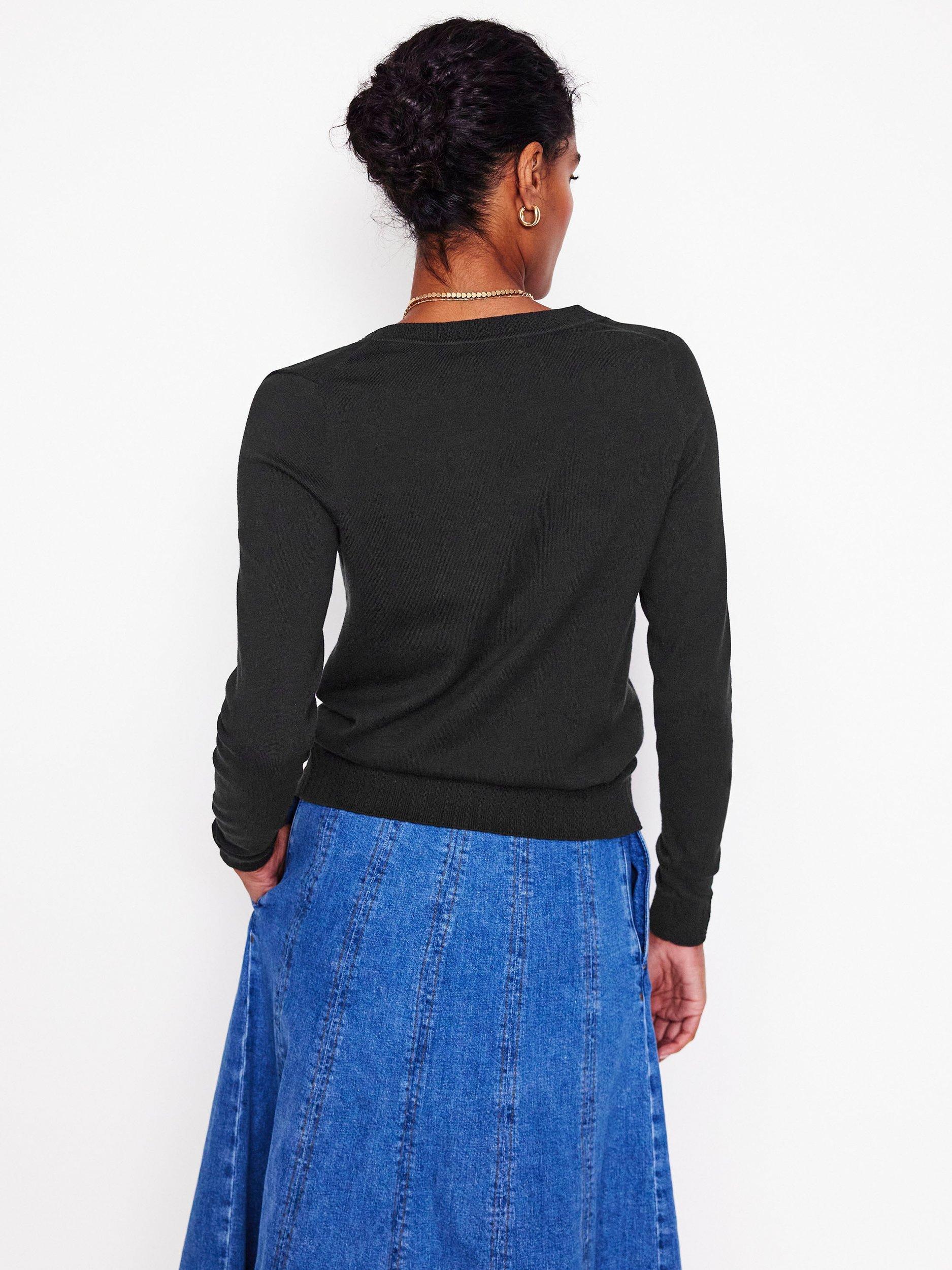 Product image 3 of 6, which shows Boden Emilia V-Neck Jumper, Black, XS
