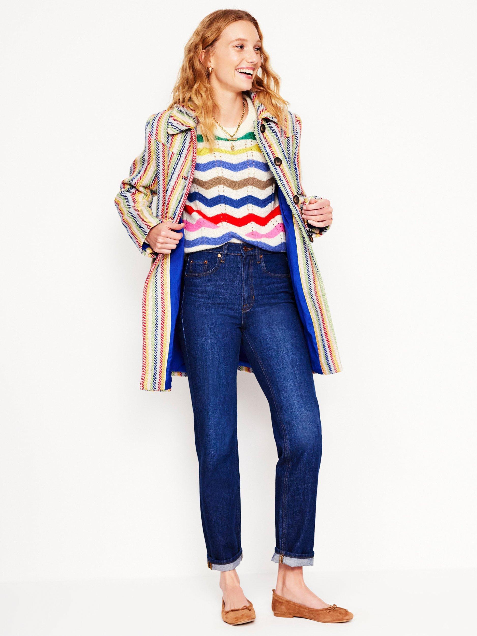 Product image 6 of 9, which shows Boden Alice Fluffy Wavy Stripe Raglan Sleeve Jumper, Multi, XS