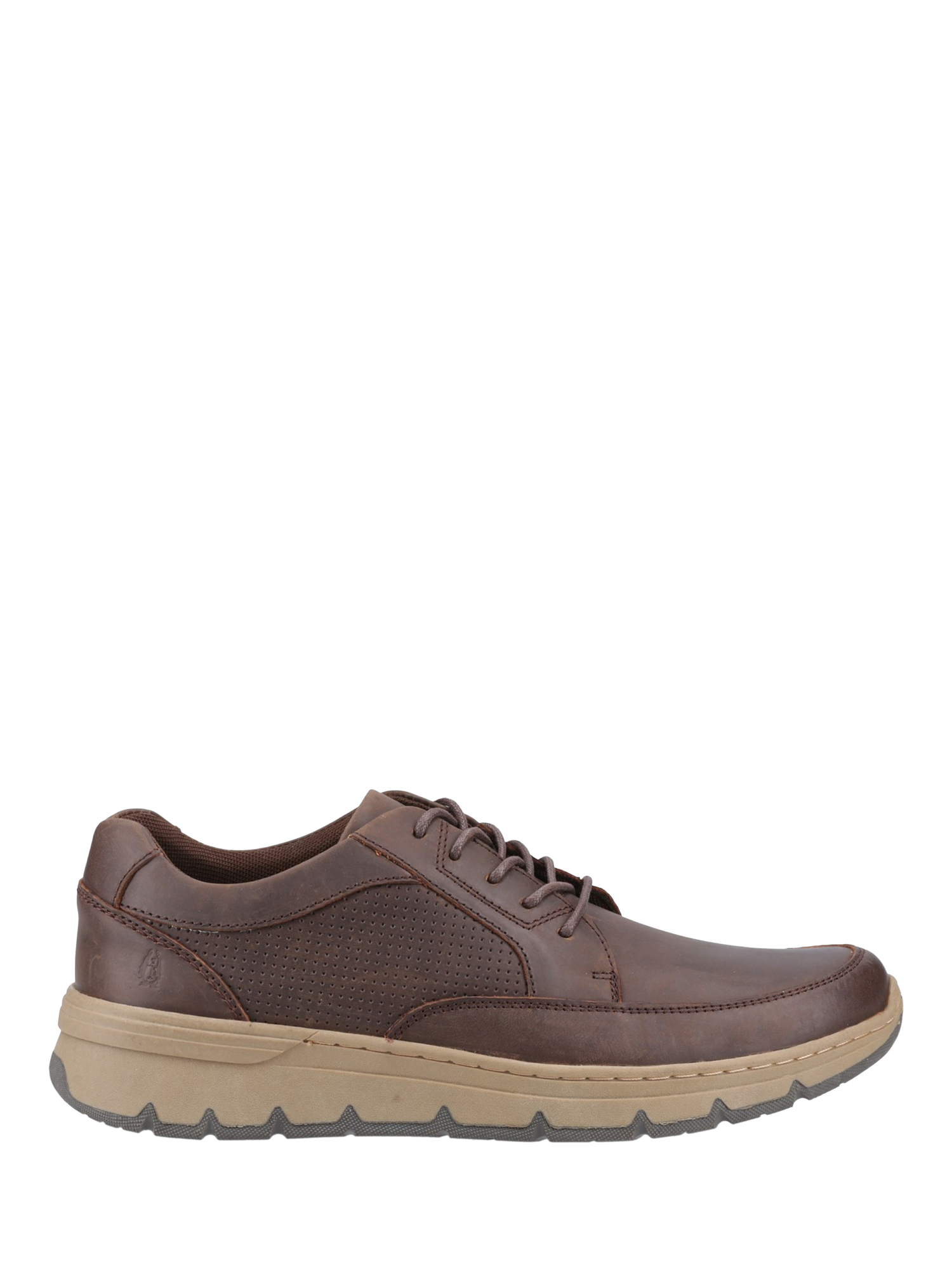 Product image 1 of 4, which shows Hush Puppies Nelson Leather Derby Shoes, Brown, 6