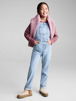 Mango Kids' Amara Denim Dungarees, Mid Blue, Mid Blue