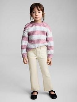Mango Kids' Flared Jeans, Cream - view 2, Cream