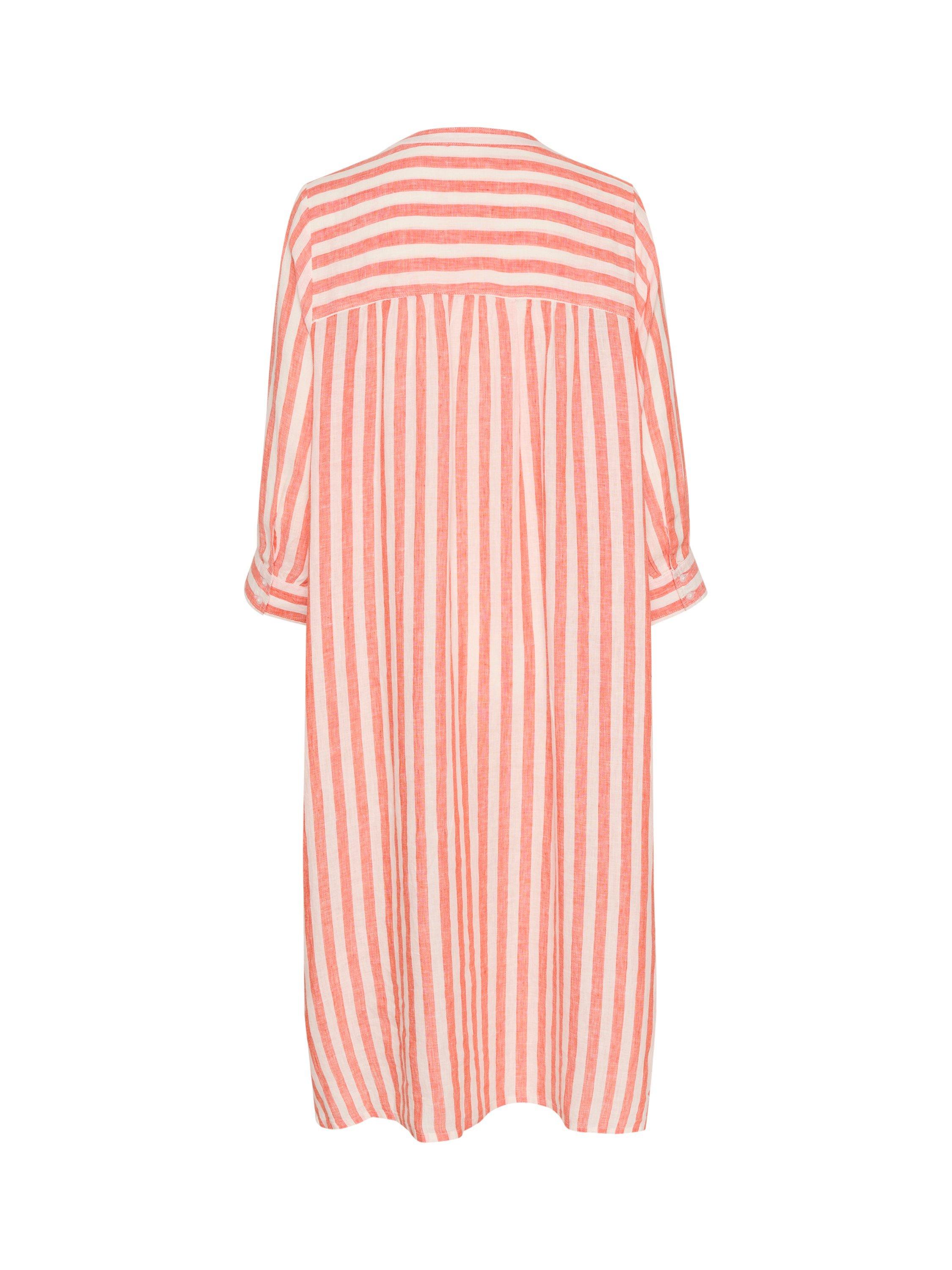Product image 6 of 6, which shows Part Two Alia Stripe Pure Linen Dress, Mandarin Red, 6