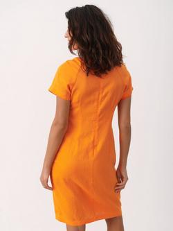 Part Two Aundreas Pure Linen Dress, Mandarin Orange - view 2, Mandarin Orange
