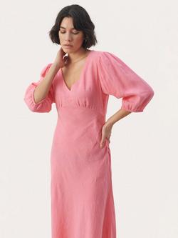 Part Two Evarine Empire Line Pure Linen Dress, Morning Glory - view 2, Morning Glory
