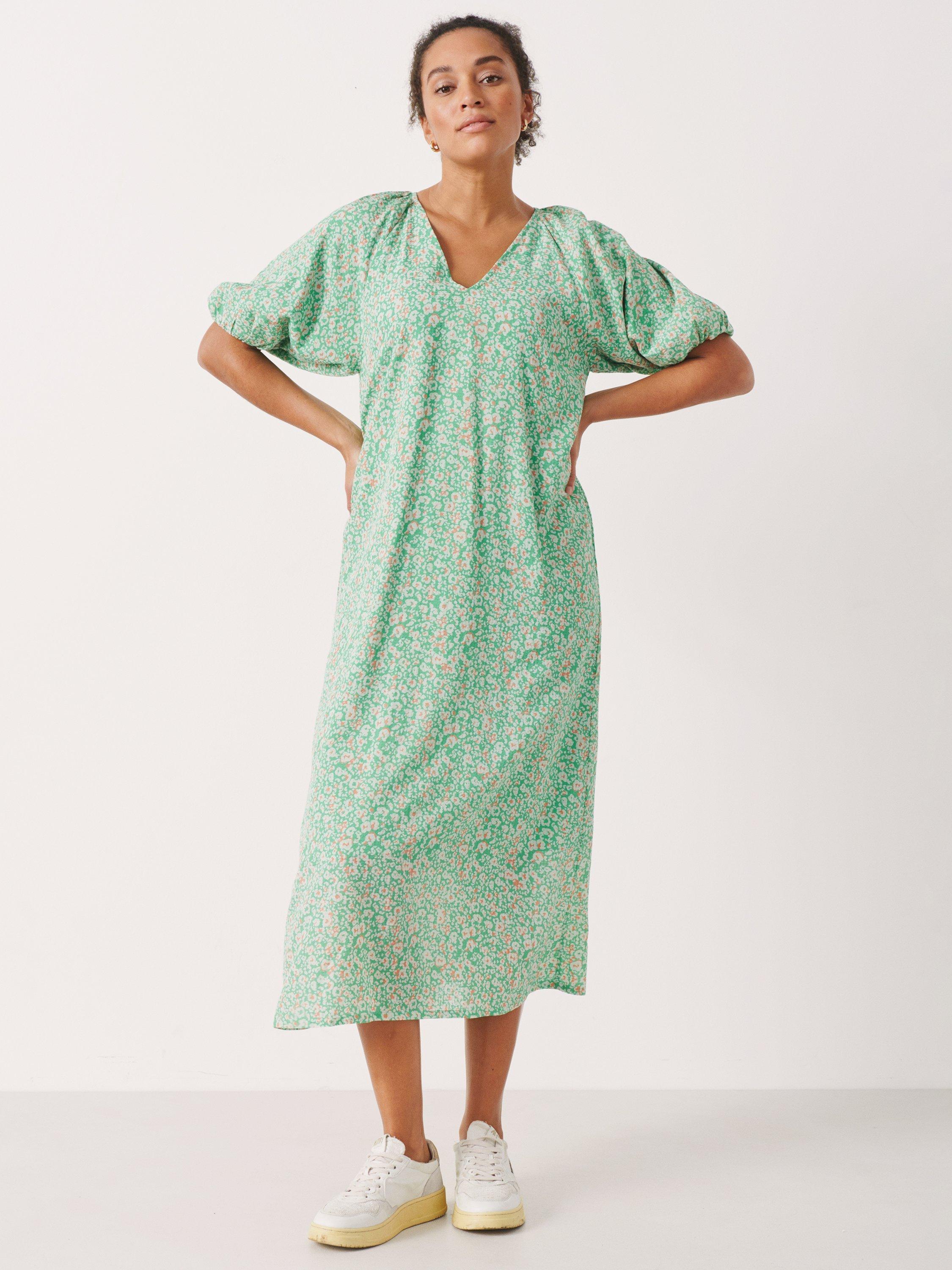 Product image 1 of 6, which shows Part Two Greenbriar Leopard Print Maxi Dress, Green, 12