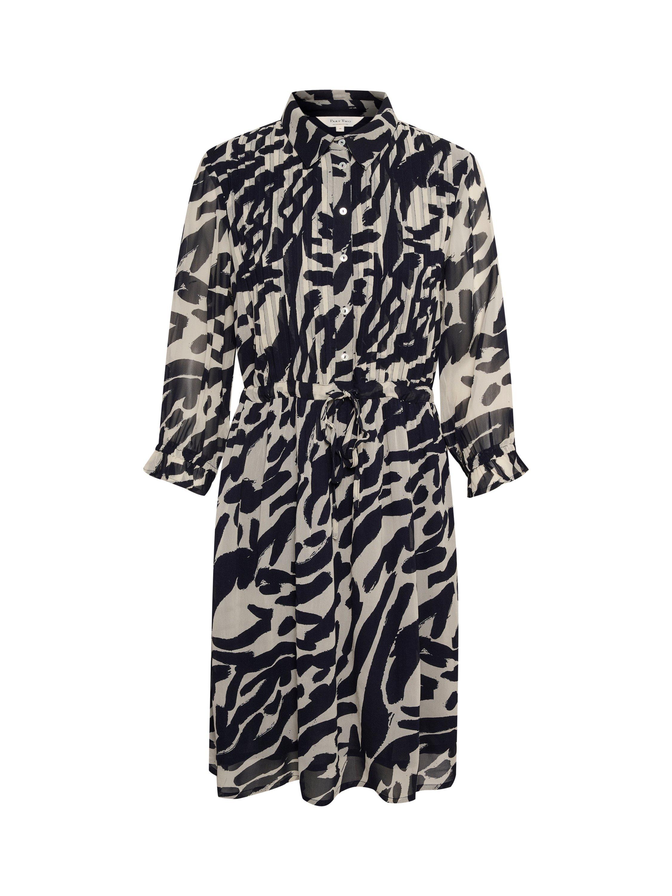 Part Two Sallie Brush Print Shirt Dress, Dark Navy Brush