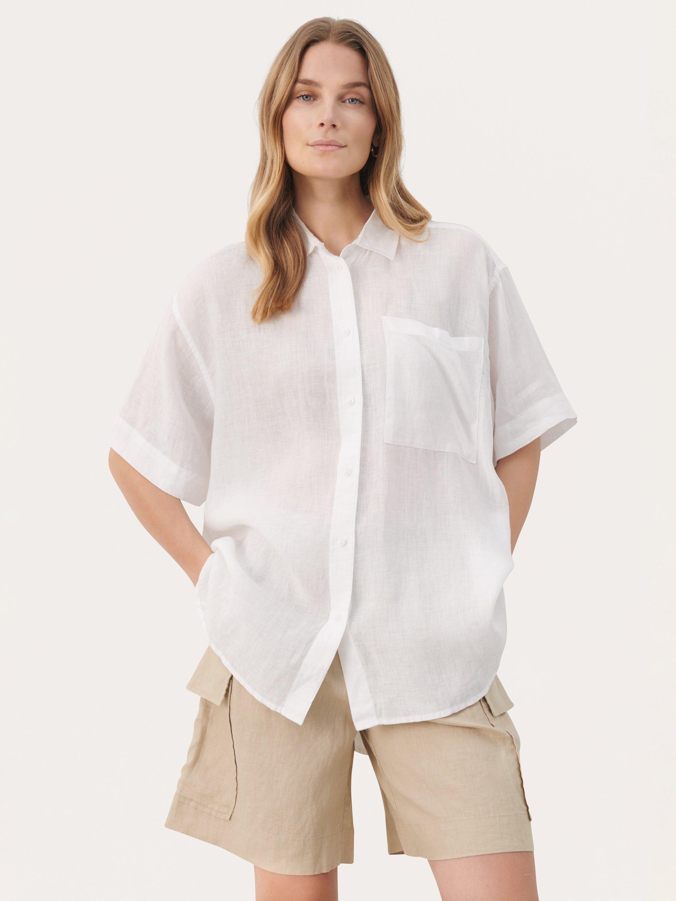 Product image 1 of 6, which shows Part Two Garine Pure Linen Shirt, Bright White, 8