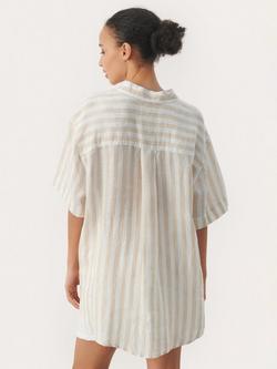 Part Two Garine Stripe Pure Linen Shirt, White Pepper - view 2, White Pepper