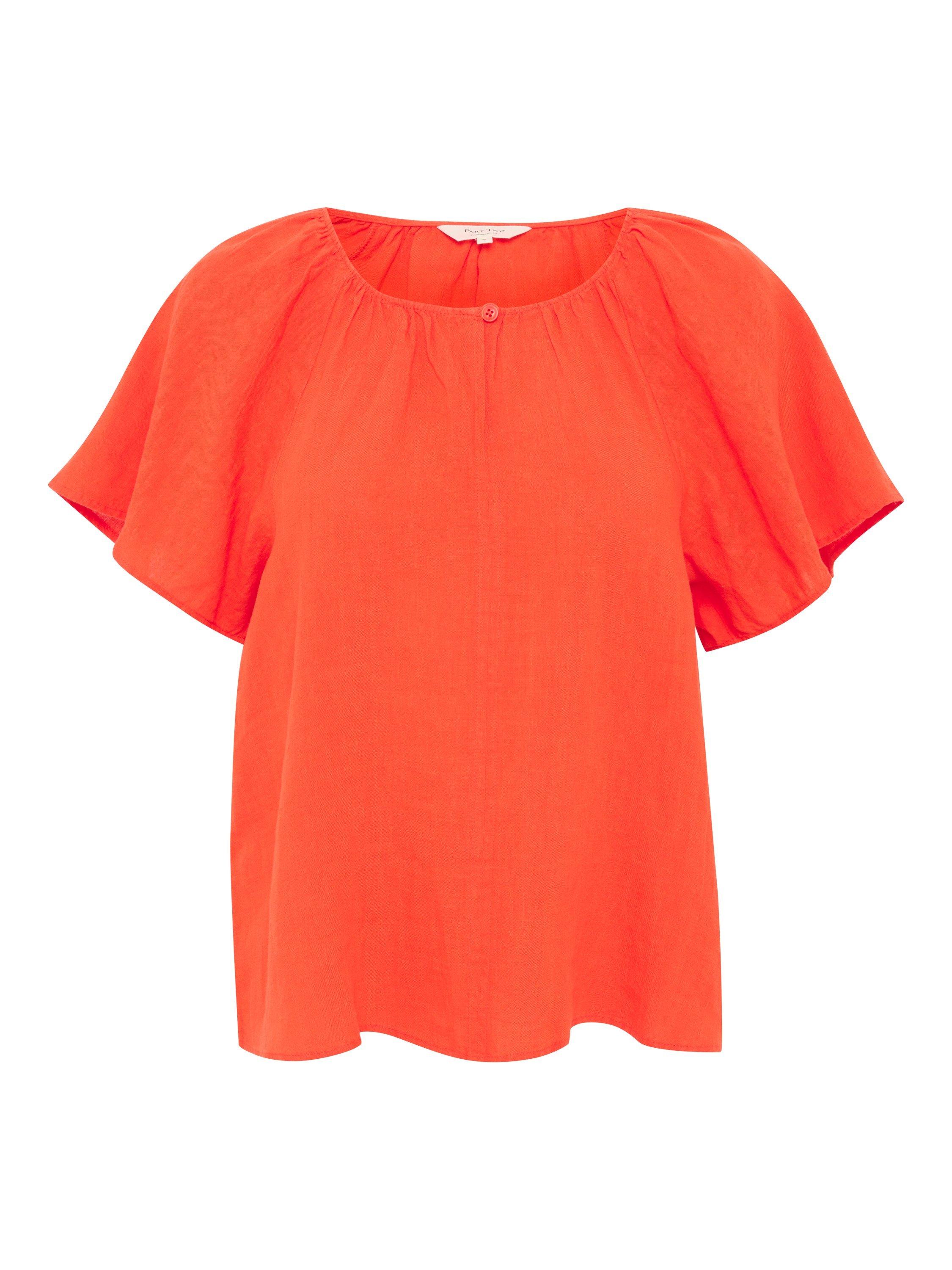 Product image 5 of 6, which shows Part Two Georgiana Pure Linen Top, Mandarin Red, 6