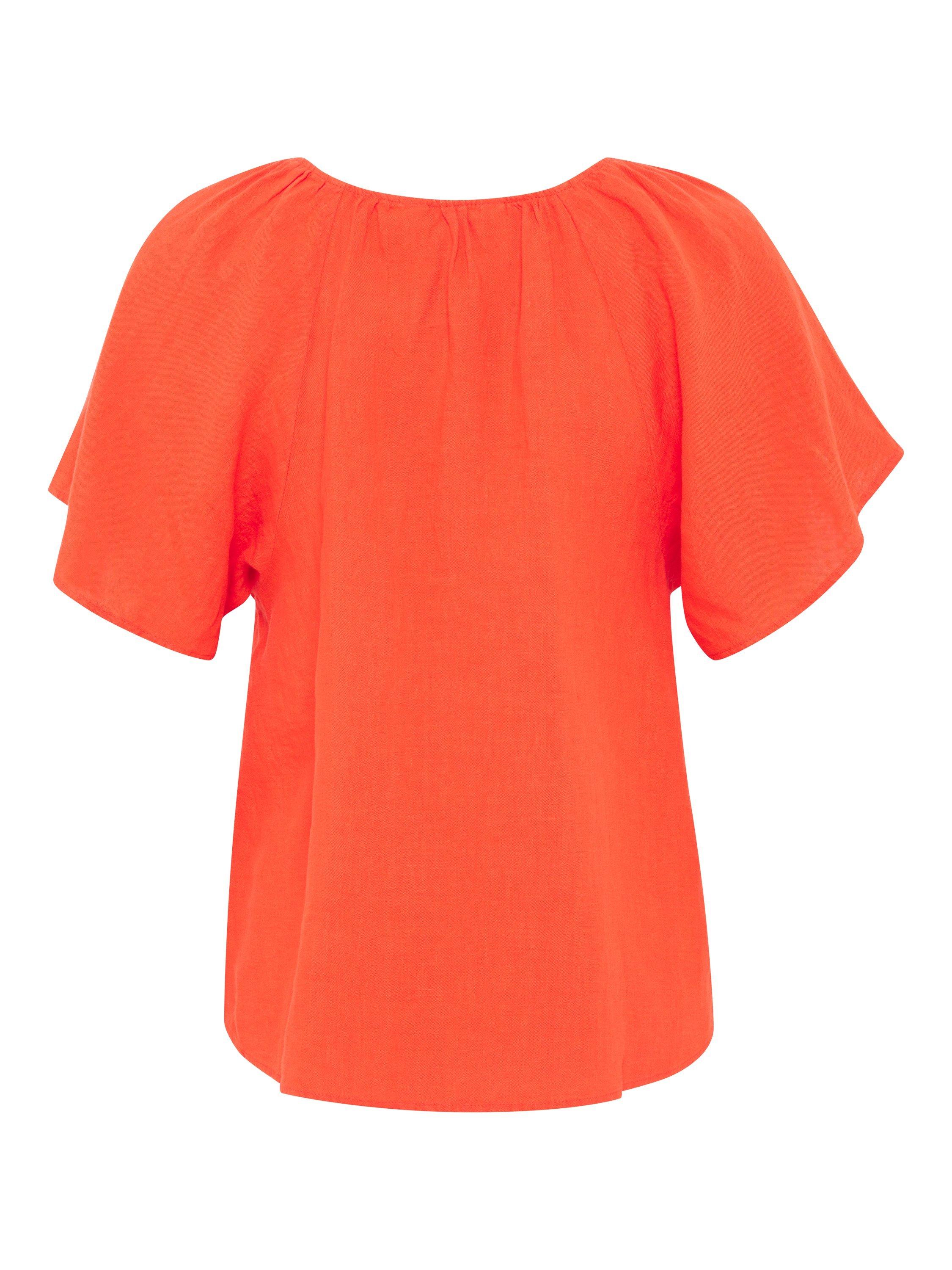 Product image 6 of 6, which shows Part Two Georgiana Pure Linen Top, Mandarin Red, 6