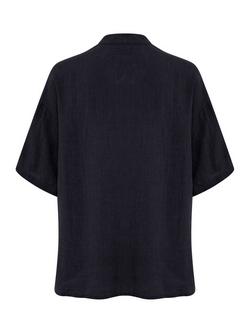 Part Two Ghita V-Neck Pure Linen Top, Dark Navy - view 2, Dark Navy