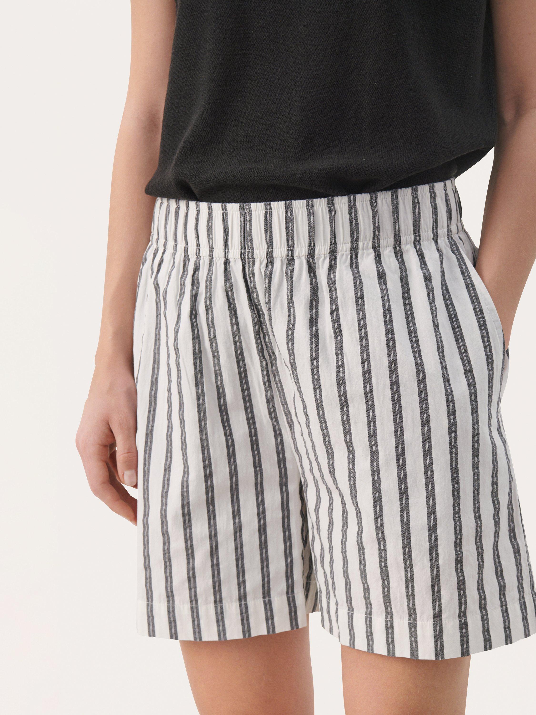 Product image 4 of 6, which shows Part Two Gyrita Stripe Pure Organic Cotton Shorts, Dark Navy, 16