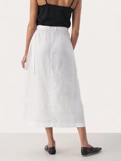 Part Two Gadiela Pure Linen Tie Waist Midi Skirt, Bright White - view 2, Bright White