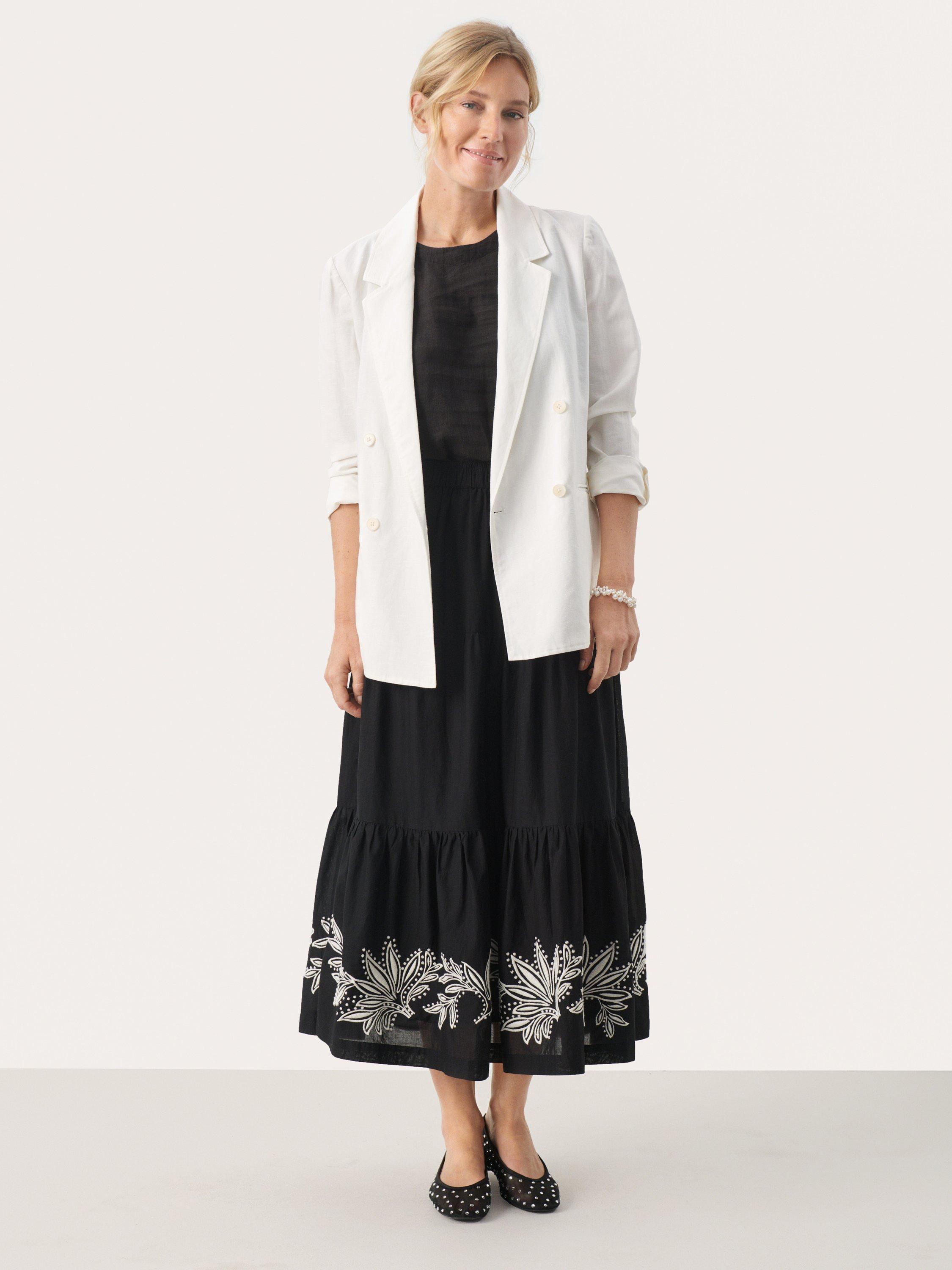 Product image 4 of 6, which shows Part Two Gyrithe Embroidered Border Skirt, White, 16