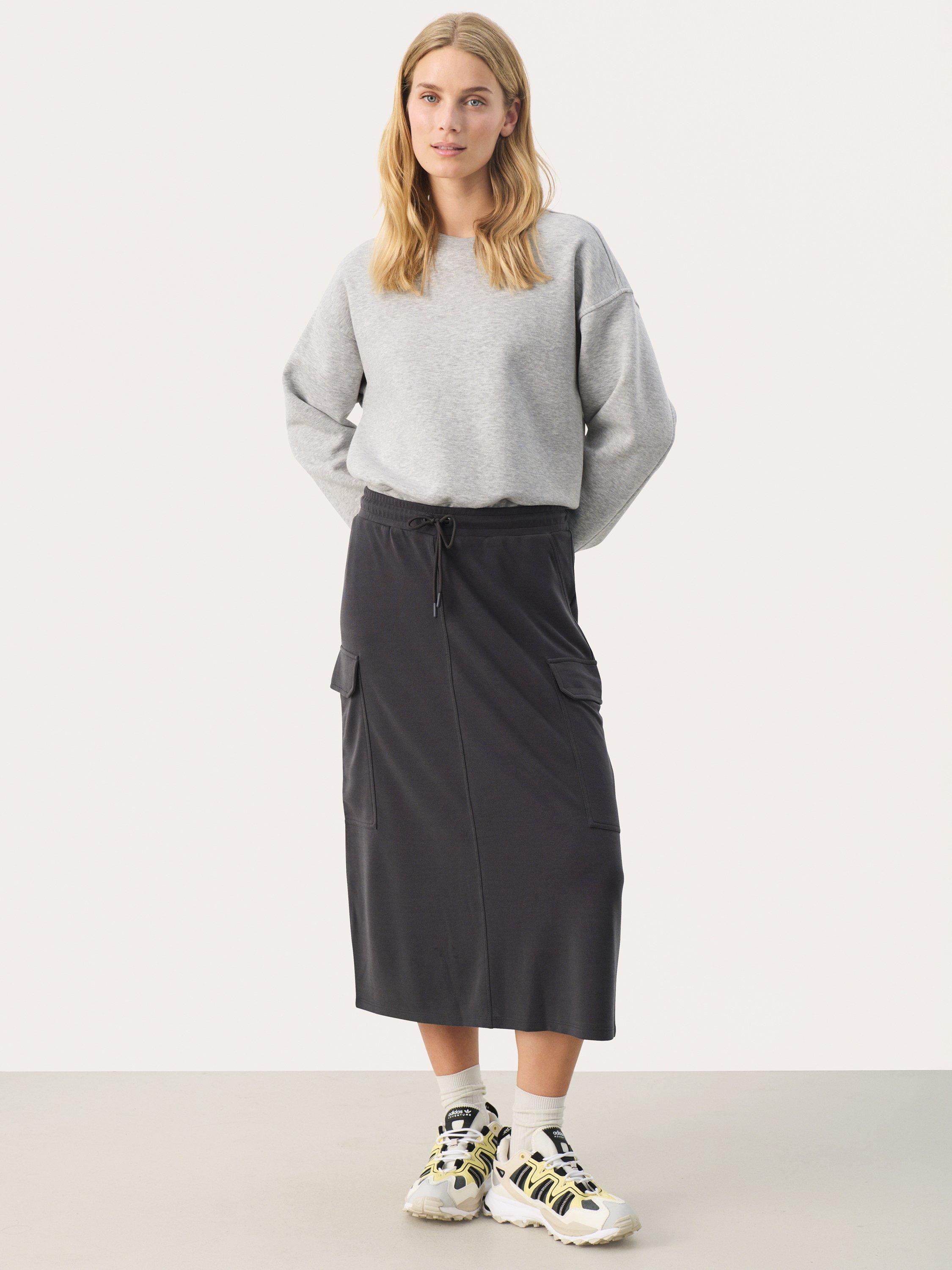 Product image 3 of 6, which shows Part Two Janaya Cargo Midi Skirt, Phantom, XXL