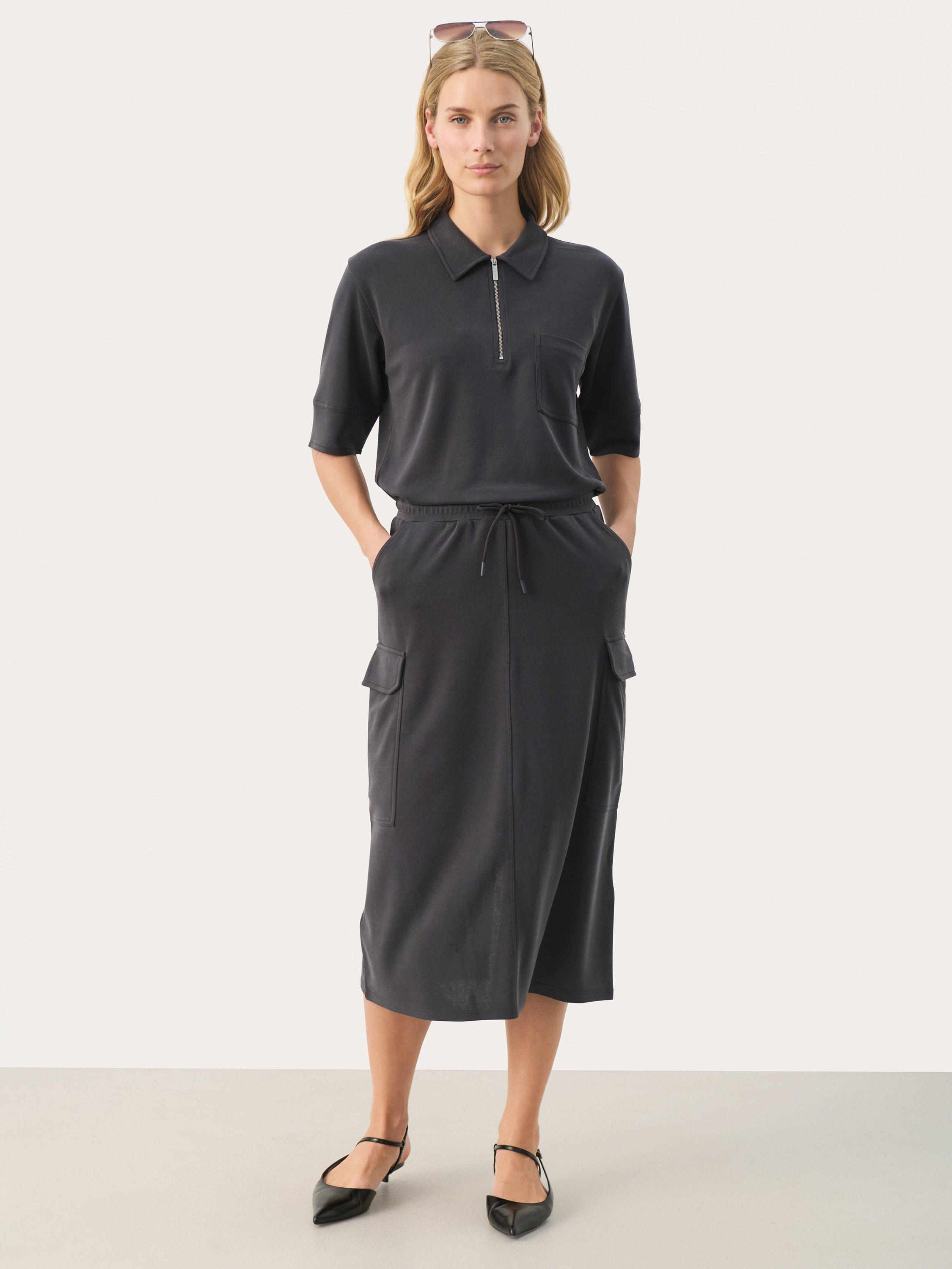 Product image 4 of 6, which shows Part Two Janaya Cargo Midi Skirt, Phantom, XXL