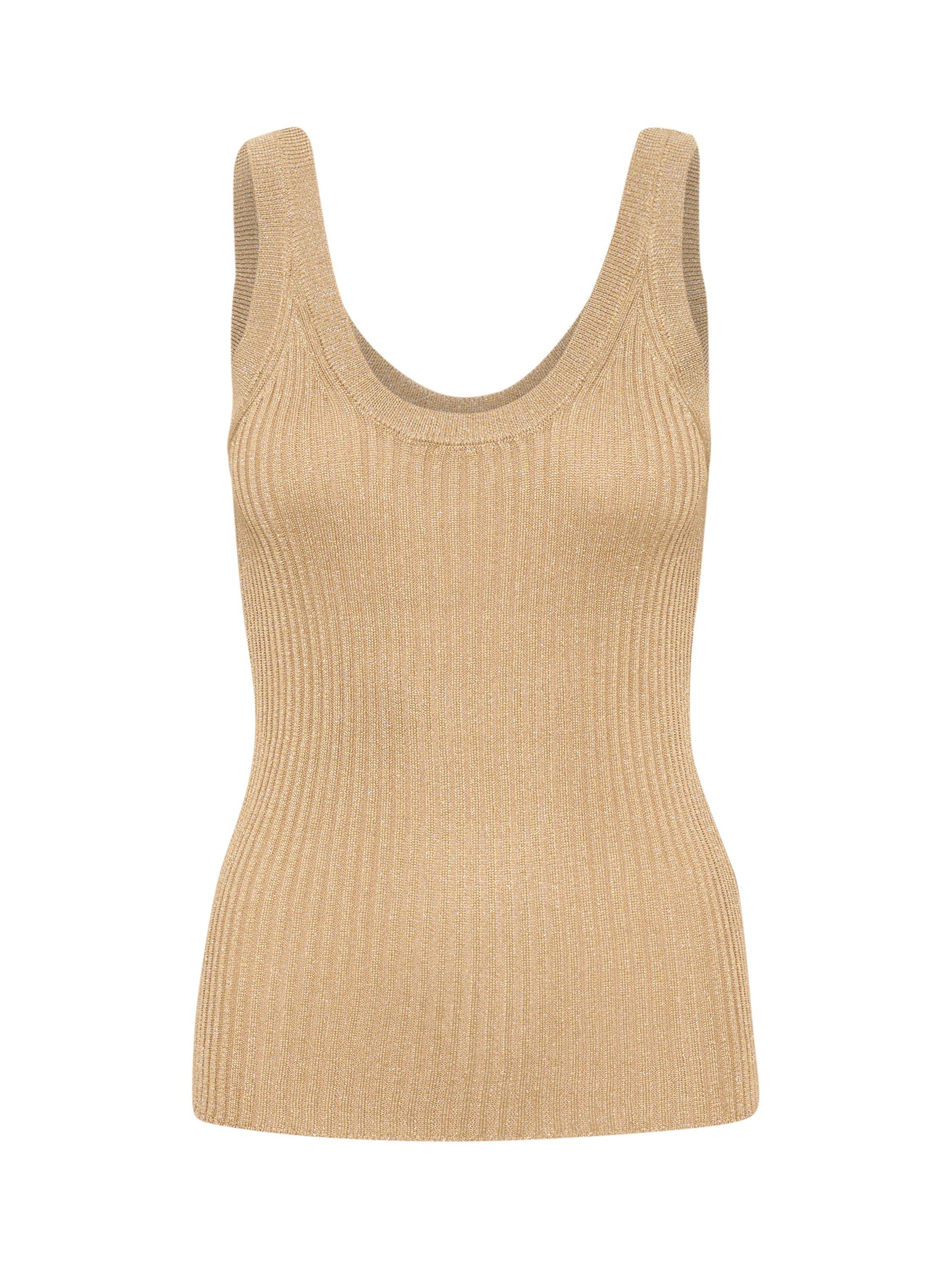 Product image 5 of 6, which shows Part Two Dariya Shimmer Knitted Vest Top, Gold, S