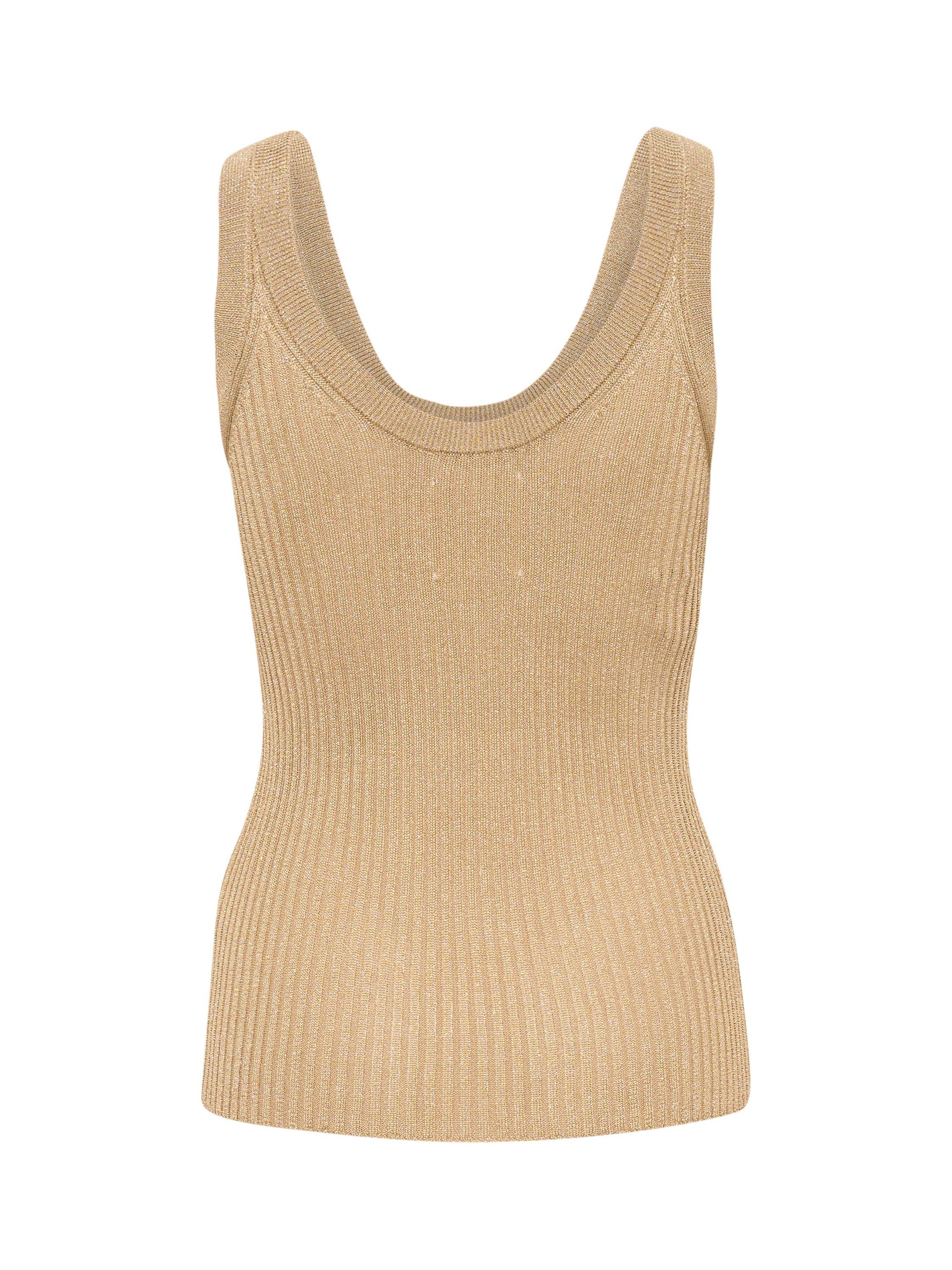Product image 6 of 6, which shows Part Two Dariya Shimmer Knitted Vest Top, Gold, S
