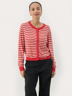 Part Two Nilli Stripe Relaxed Fit Cardigan, Red/Multi, Red/Multi