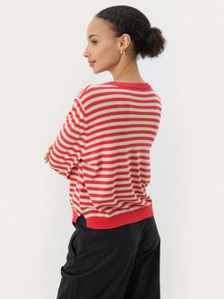Part Two Nilli Stripe Relaxed Fit Cardigan, Red/Multi - view 2, Red/Multi