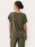 Part Two Axelines Linen Blend V-Neck T-Shirt, Green