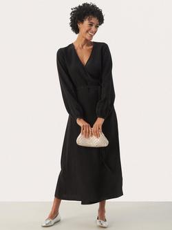 Part Two Elinora Pure Linen Wrap Dress, Black