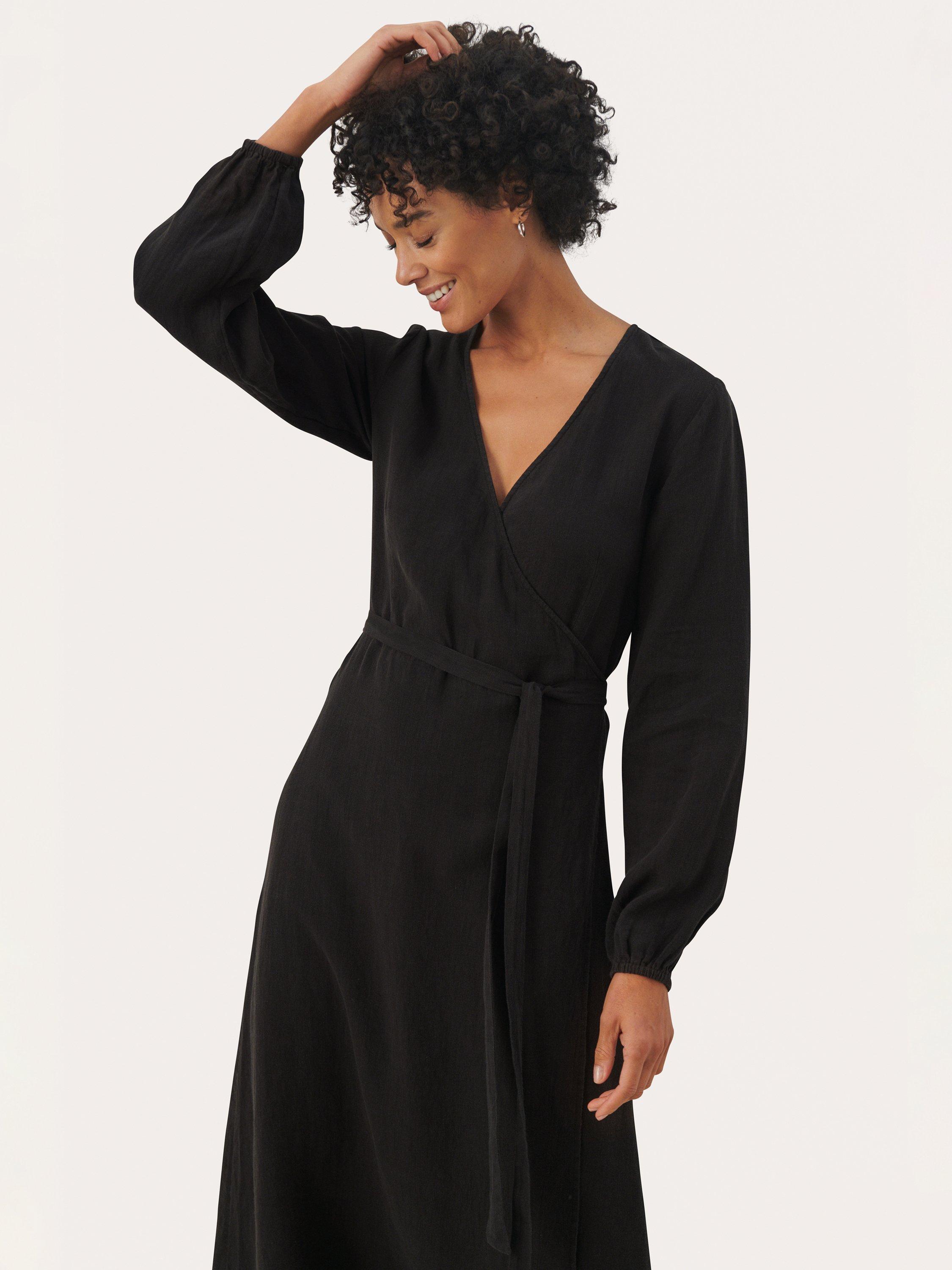 Product image 2 of 6, which shows Part Two Elinora Pure Linen Wrap Dress, Black, 8