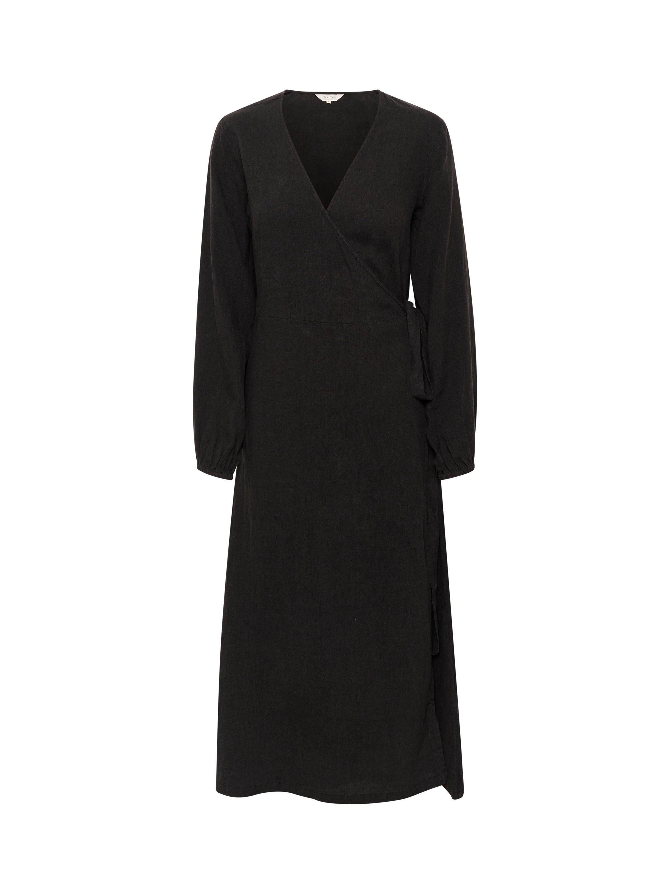 Product image 4 of 6, which shows Part Two Elinora Pure Linen Wrap Dress, Black, 8