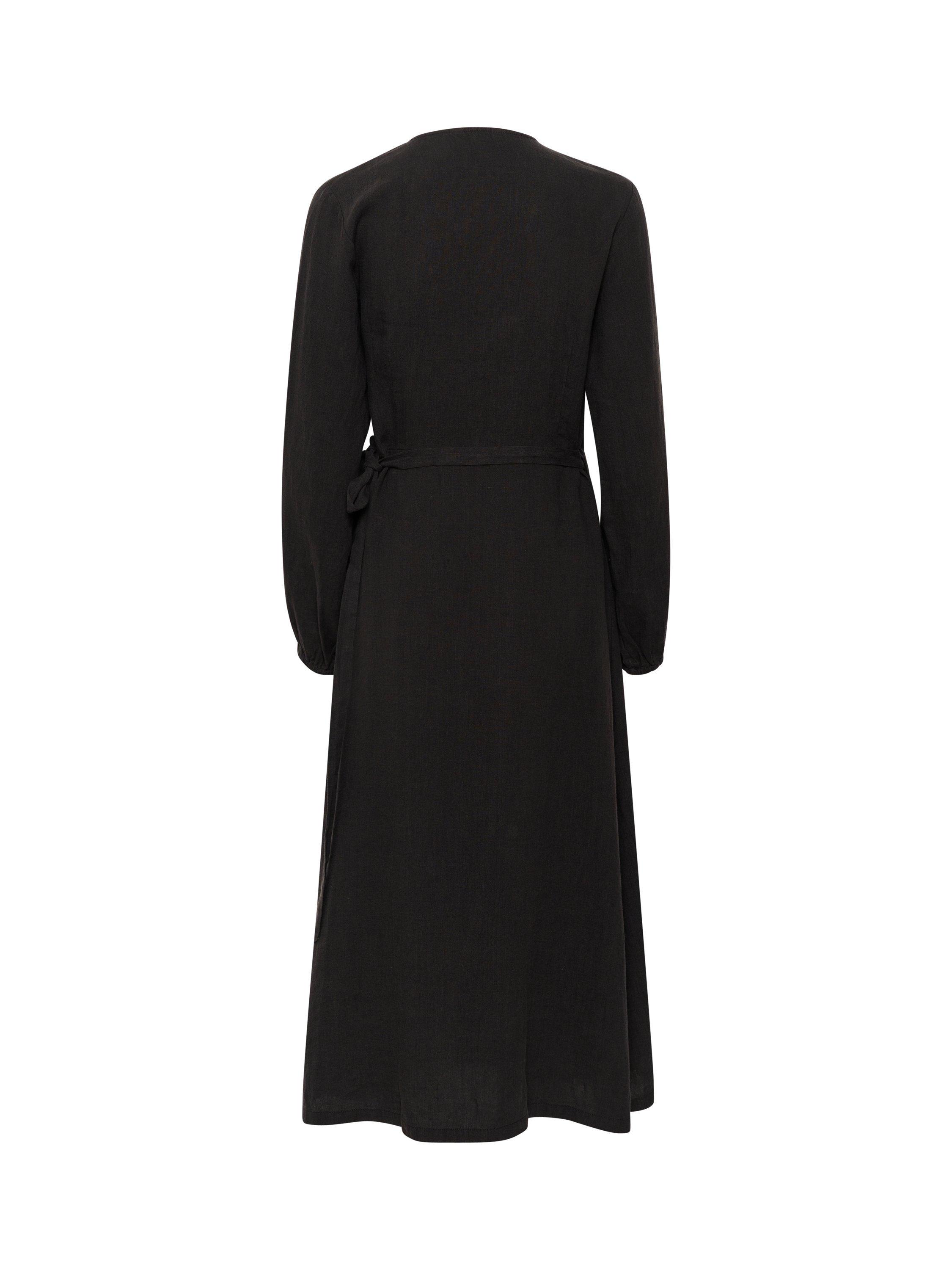 Product image 5 of 6, which shows Part Two Elinora Pure Linen Wrap Dress, Black, 8