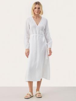 Part Two Elinora Pure Linen Wrap Dress, Bright White